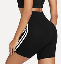 Load image into Gallery viewer, Contrast Stripe Cycling Shorts – Mid-Rise Comfort | Rossfit100 Activewear