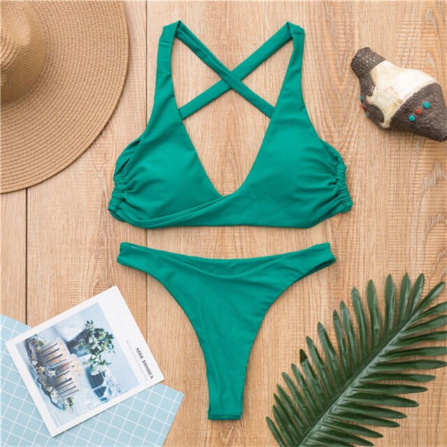 Sexy Front Knot Bikini Set with Push-Up