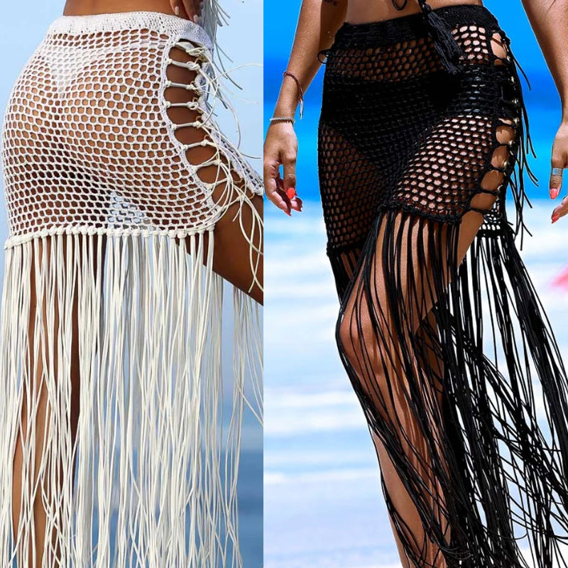 Sunset Waves and Flowing Tassels Beach Skirt
