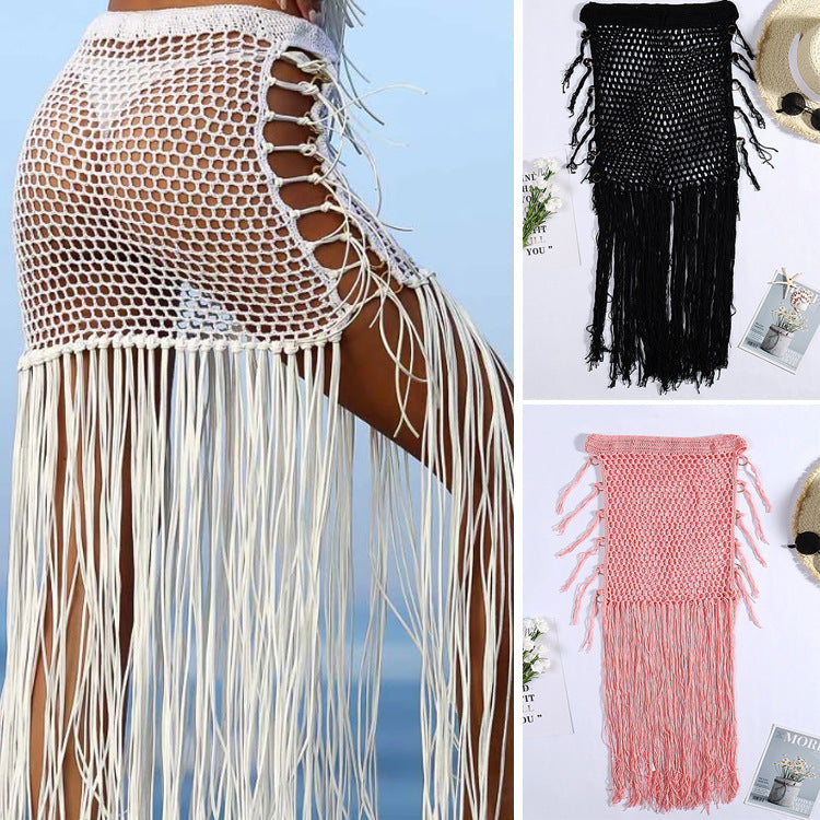 Sunset Waves and Flowing Tassels Beach Skirt