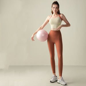 Cross Back Sports Set High Waist Hip Lifting Abdominal