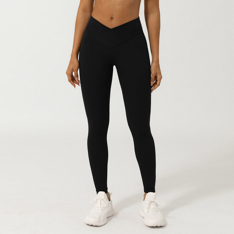 Cross V-shaped yoga cropped pants