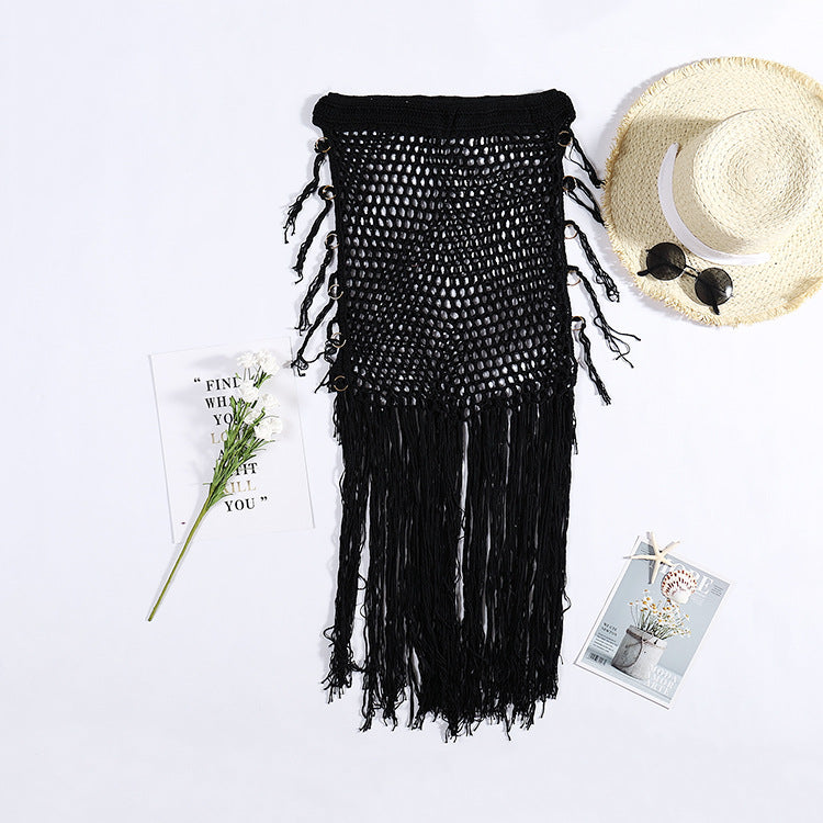 Sunset Waves and Flowing Tassels Beach Skirt