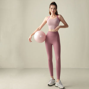 Cross Back Sports Set High Waist Hip Lifting Abdominal