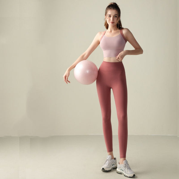 Cross Back Sports Set High Waist Hip Lifting Abdominal