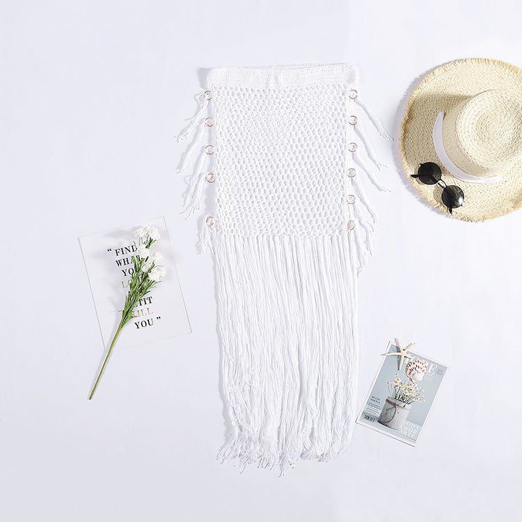 Sunset Waves and Flowing Tassels Beach Skirt